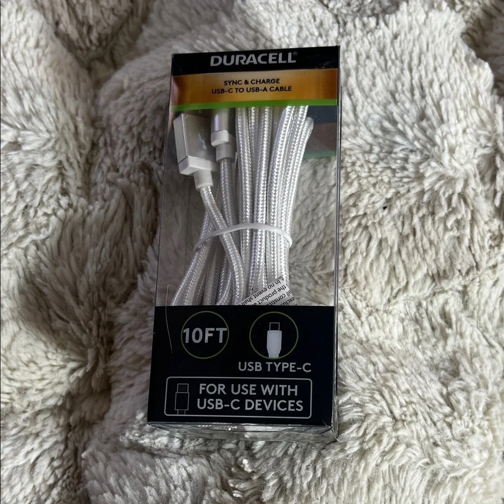 Duracell USB-C to USB-A Cable 10ft - White